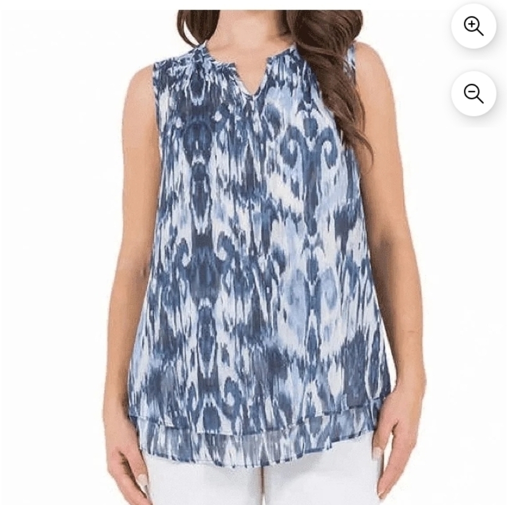 Cristina B Women's Sleeveless Blouse Top, Blue Depths